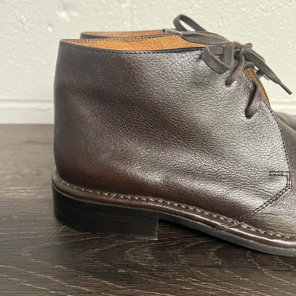 John Varvatos Men Size 9 Brown Leather Chukka Boots Handmade Italy F199D3 77 204